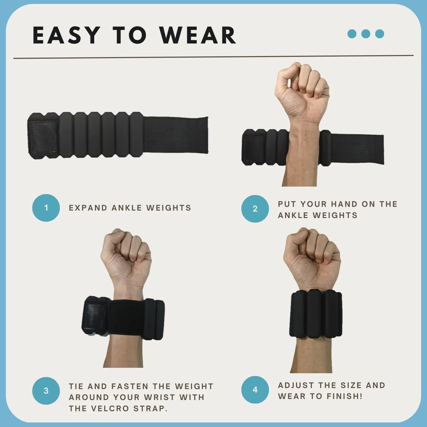 Wrist-Ankle-Weights for Women, Set of 2 (1Lb Each), Adjustable Ankle Weights for Women Men, Strength Training Wearable